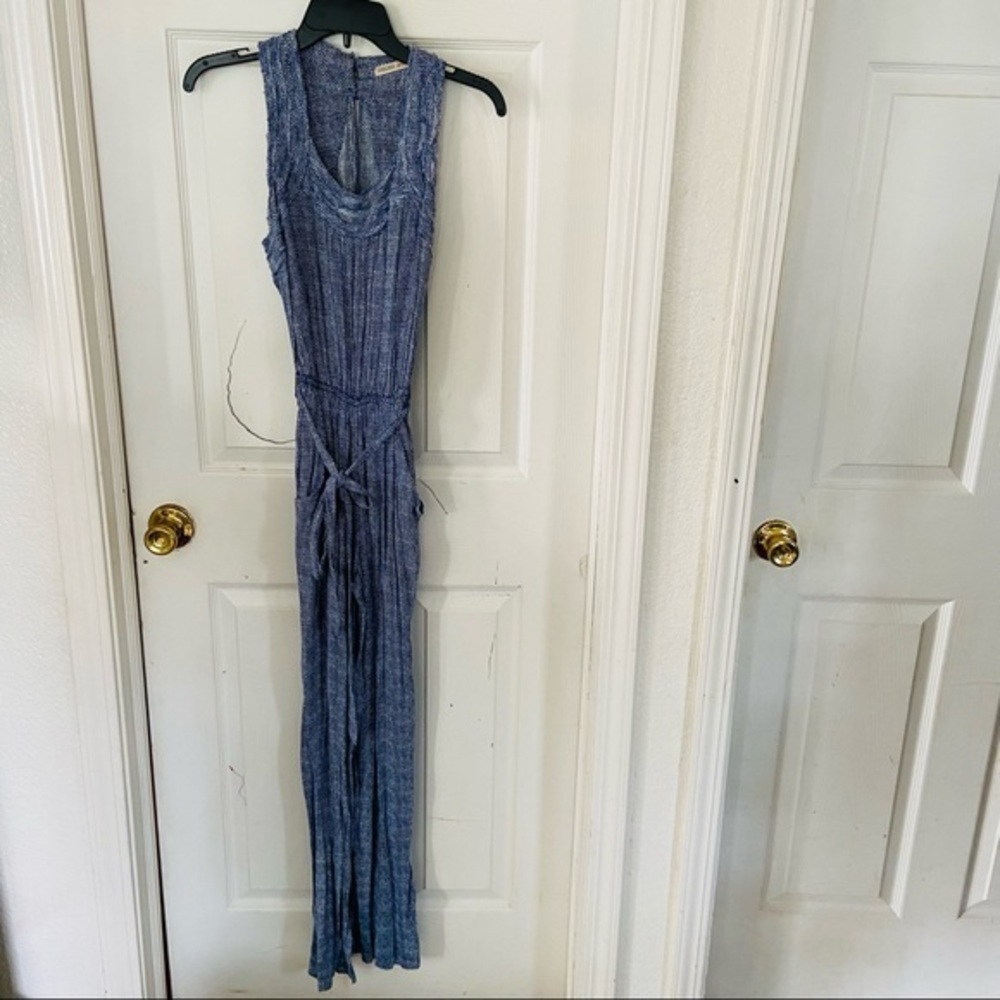 CHELSEA & VIOLET blue sleeveless embroidered jumpsuit size XS